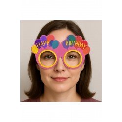 Özel Balon Desenli Karton Doğum Günü Gözlükleri 6 Adet Pembe Renk Fırsat!!!