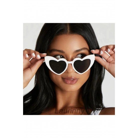 Özel Beyaz Renk Kalp Gelin Düğün Gözlüğü 15X5 Cm Fırsat!!!