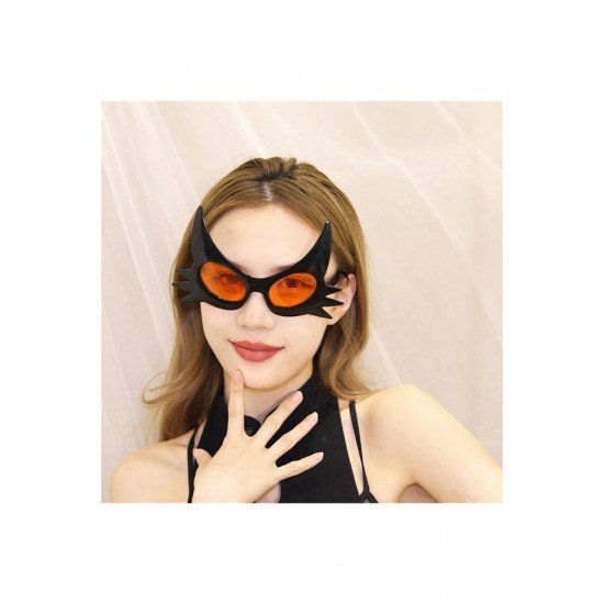 Özel Siyah Renk Bıyık Tasarımlı Kedi Gözlüğü 19X11 Cm Fırsat!!!