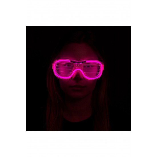 Özel Pembe Led Işıklı Parti Gözlüğü - Neon Glow Şerit Gözlük 3 Modlu Fırsat!!!