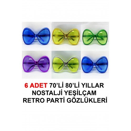 Özel 70Li 80Li Yıllar Nostalji Yeşilçam Retro Parti Gözlükleri 6 Adet Fırsat!!!