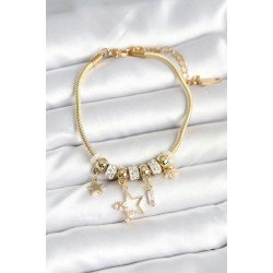 Özel Pirinç Gold Renk Yıldız Charmlı Kadın Bileklik Fırsat!!!