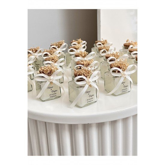 Mantar Kapaklı Cam Şişe Mum – 25 Adet – Söz, Nişan, Düğün, Nikah, Kına, Mevlüt, Yeni Doğan Hediyelik