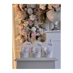 Çiçekli Tül Süslemeli Dekoratif Mum – 25 Adet – Söz, Nişan, Nikah, Düğün, Kına, Mevlüt Hediyelik