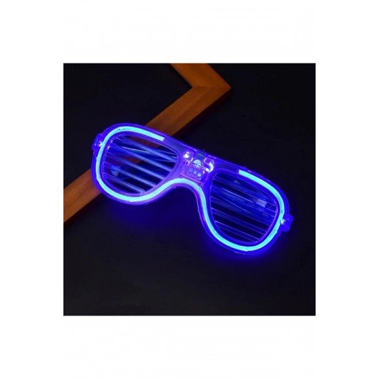 Özel Mavi Led Işıklı Parti Gözlüğü - Neon Glow Şerit Gözlük 3 Modlu Fırsat!!!