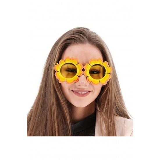 Özel Papatya Şekilli Turuncu Sarı Renkli Hawaii Konsept Parti Gözlüğü 15X7 Cm Fırsat!!!