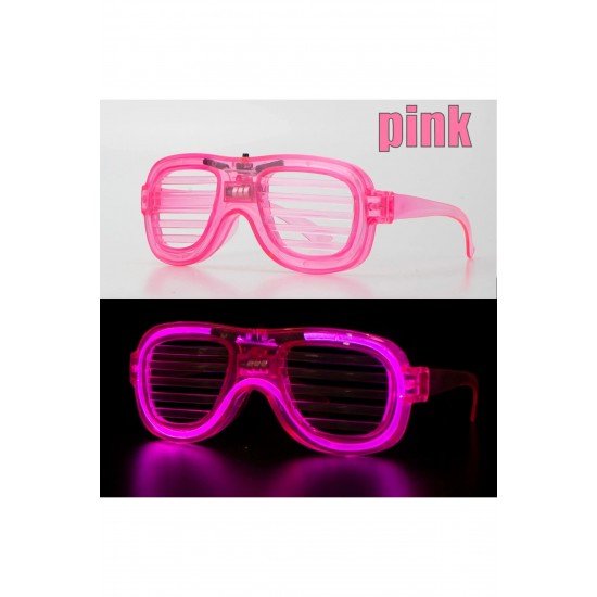 Özel Pembe Led Işıklı Parti Gözlüğü - Neon Glow Şerit Gözlük 3 Modlu Fırsat!!!