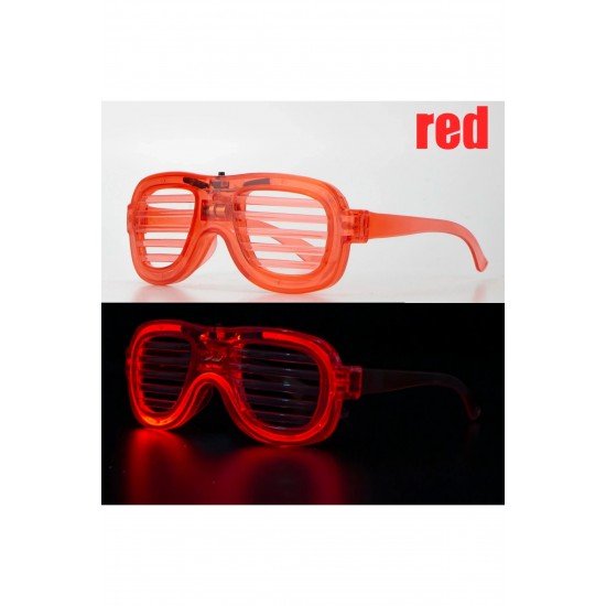 Özel Kırmızı Led Işıklı Parti Gözlüğü - Neon Glow Şerit Gözlük 3 Modlu Fırsat!!!