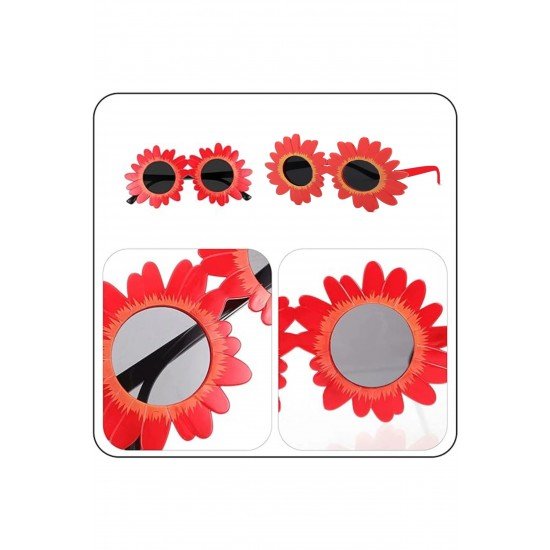 Özel Kırmızı Renk Papatya Şekilli Parti Gözlüğü 18X10 Cm Fırsat!!!