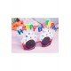 Özel Happy Birthday Yazılı Beyaz Fuşya Renk Parti Gözlüğü 12X7 Cm Fırsat!!!