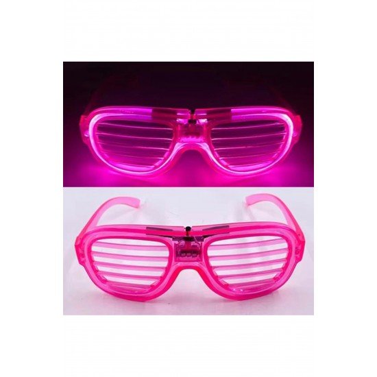 Özel Pembe Led Işıklı Parti Gözlüğü - Neon Glow Şerit Gözlük 3 Modlu Fırsat!!!