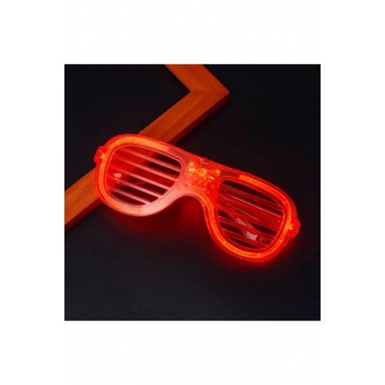 Özel Kırmızı Led Işıklı Parti Gözlüğü - Neon Glow Şerit Gözlük 3 Modlu Fırsat!!!