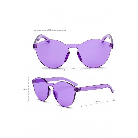 Özel Sert Mika Oval Şekilli Çerçevesiz Mor Gözlük Retro Parti 5X14 Cm Fırsat!!!