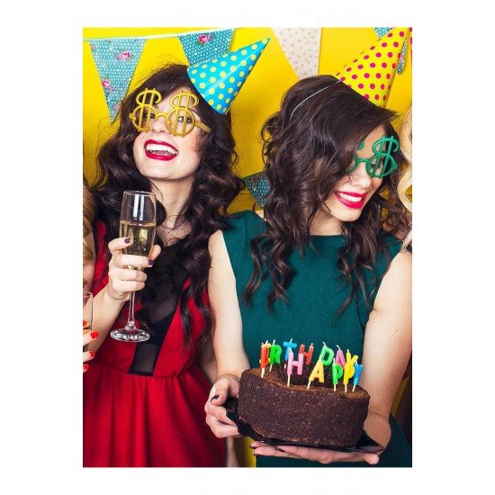 Özel Dolar Şekilli Metalize Parti Gözlüğü 6 Adet Fırsat!!!