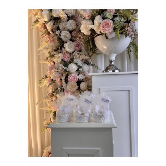 Çiçekli Tül Süslemeli Dekoratif Mum – 25 Adet – Söz, Nişan, Nikah, Düğün, Kına, Mevlüt Hediyelik