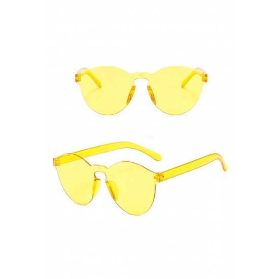 Özel Sert Mika Oval Şekilli Çerçevesiz Sarı Gözlük Retro Parti 5X14 Cm Fırsat!!!