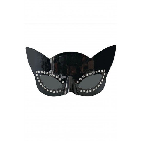 Özel Siyah Renk Siyah Camlı Kedi Şekilli Parti Gözlüğü 20X11 Cm Fırsat!!!