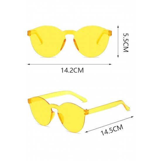 Özel Sert Mika Oval Şekilli Çerçevesiz Sarı Gözlük Retro Parti 5X14 Cm Fırsat!!!