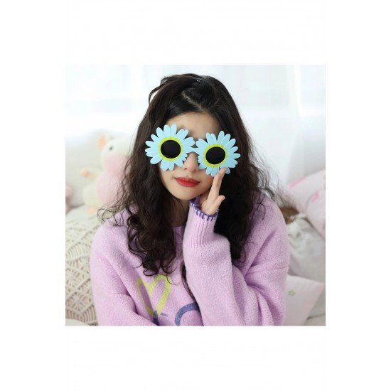 Özel Mavi Renk Papatya Şekilli Parti Gözlüğü 18X10 Cm Fırsat!!!