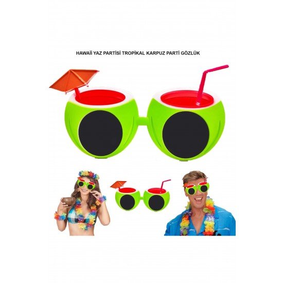 Özel Karpuz Şekilli Tropikal Hawaii Yaza Merhaba Parti Gözlüğü Fırsat!!!