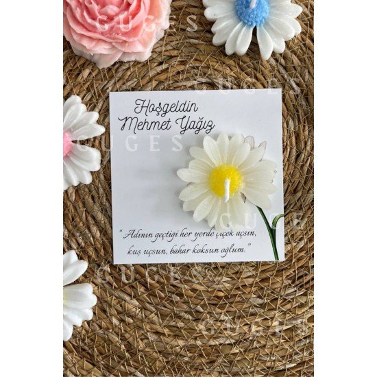 10 Adet Özel Tasarlanmış Kart Ve Mum. Düğün, Nişan, Nikah, Söz, Doğum Günü, Nikah Şekeri Hediyelik