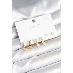 Özel Gold Renk Pirinç Halka 925 Ayar Çivili Kadın Küpe Seti Fırsat!!!