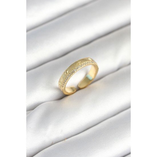 Özel Gold Renk Şerit Zirkon Taşlı Kadın Yüzük Fırsat!!!