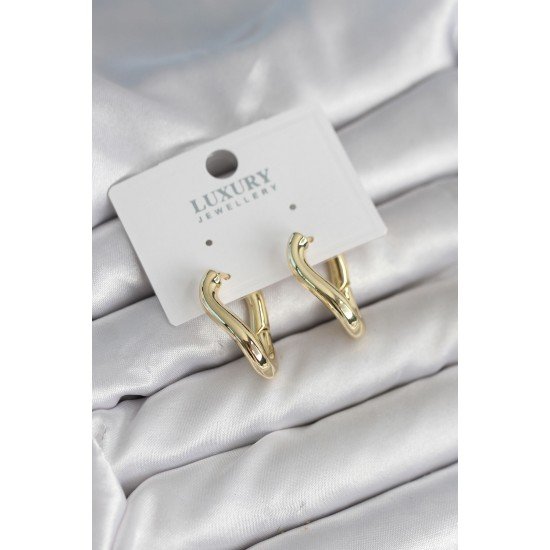 Özel Gold Renk Eğik Halka Model Pirinç Kadın Küpe Fırsat!!!