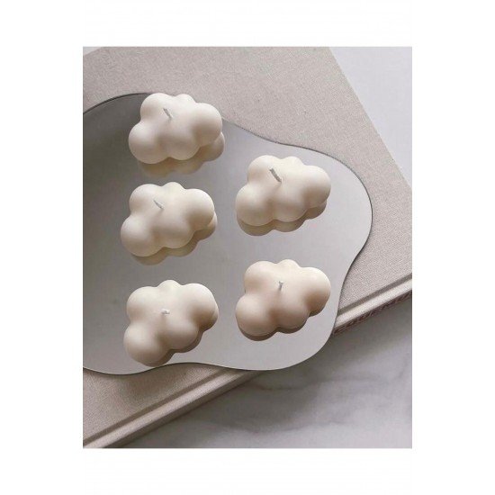 Bulut Şekilli Mum 5 Adet Beyaz