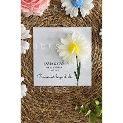 10 Adet Özel Tasarlanmış Kart Ve Papatya Mum. Bebek Doğum, Babyshower, Doğum Günü, Hediyelik