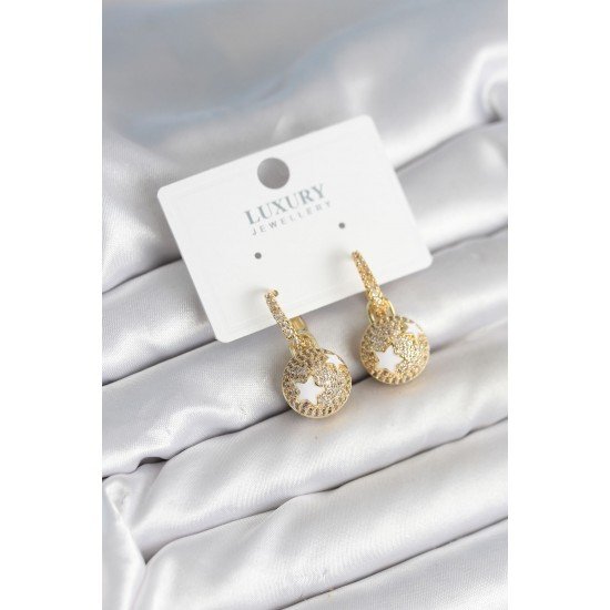 Özel Top Yıldız Model Zirkon Taşlı Kadın Küpe Fırsat!!!