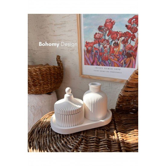 3'lü Dekoratif Kubbe Mumluk Seti, İskandinav Tarzı Kapaklı Mumluk Set (wax VERNİKLİ)