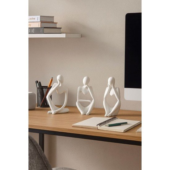 Dekoratif Heykel 3’lü Soyut İnsan Objeleri – Ev & Ofis Süsü