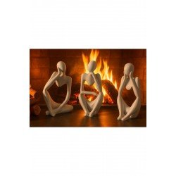 Dekoratif Heykel 3’lü Soyut İnsan Objeleri – Ev & Ofis Süsü