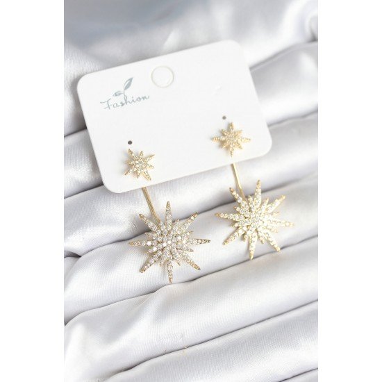 Özel Kutup Yıldızı Model Zirkon Taşlı Pirinç Kadın Küpe Fırsat!!!