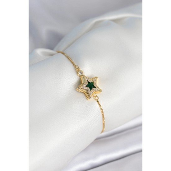 Özel Yıldız Model Asansörlü Gold Renk Kadın Bileklik Fırsat!!!