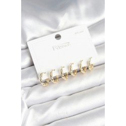 Özel Pirinç Gold Renk Baklalı Halka 925 Çivi Kadın Küpe Seti Fırsat!!!