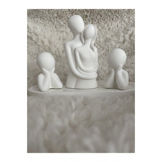 Sevimli 2 Çocuklu Aile Dekoratif Biblo Seti, şık ve anlamlı ev aksesuarı