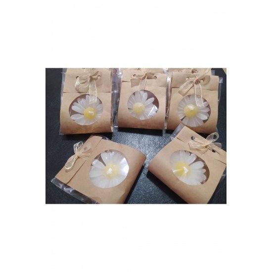 El Yapımı Papatya Şeklinde Parafin Mum 10lu