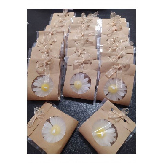 El Yapımı Papatya Şeklinde Parafin Mum 10lu