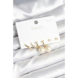 Özel Gold Renk Pirinç 925 Ayar Çivili Kadın Küpe Seti Fırsat!!!