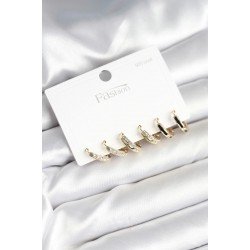 Özel Pirinç Gold Renk 925 Ayar Çivi Kadın Küpe Seti Fırsat!!!