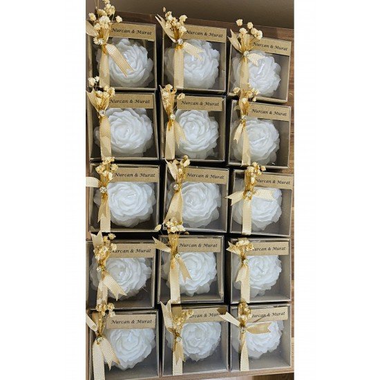 15 Adet Kraft Kutuda Şakayık Hediyelik Mum, Nişan, Kına, Söz, Sünnet, Doğum Günü, Baby Shower