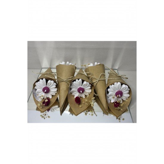 EL YAPIMI Söz, Nişan, Nikah, Kına, Baby Shower, Doğum Günü Hediyesi Papatya Mum Buket- 10 Adet