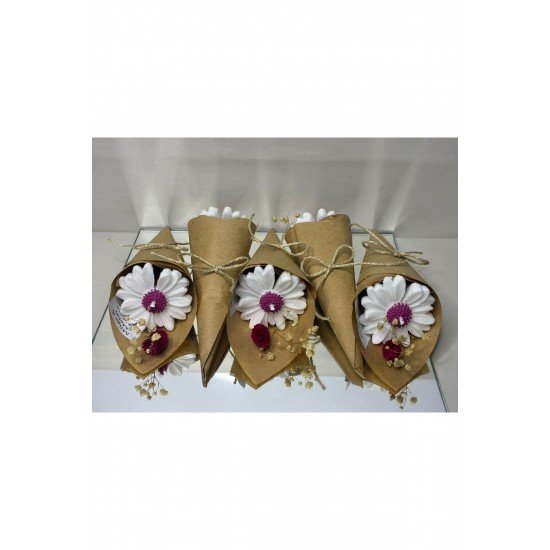 El Yapımı Söz, Nişan, Nikah, Kına, Baby Shower, Doğum Günü Hediyesi Papatya Mum Buket- 10 Adet