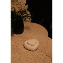 Kalp Şeklinde Kapaklı Kutu, Mumluk, Takılık - Ham Taş Tozu Obje