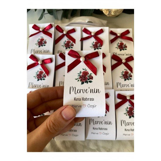 Yeni Sezon 25 Adet Kişiye Özel Hediyelik Set Kına, Kartlı Kına, Kına Gecesi, 6 Ay Kınası Hızlı