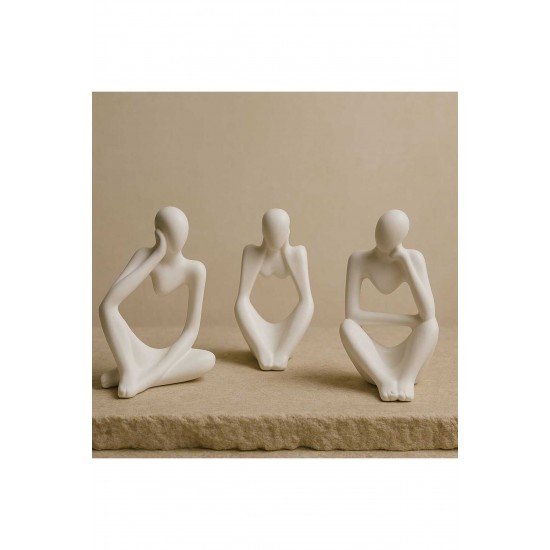 Nordic Tarzı 3'lü Düşünen Soyut Adam Heykel Seti