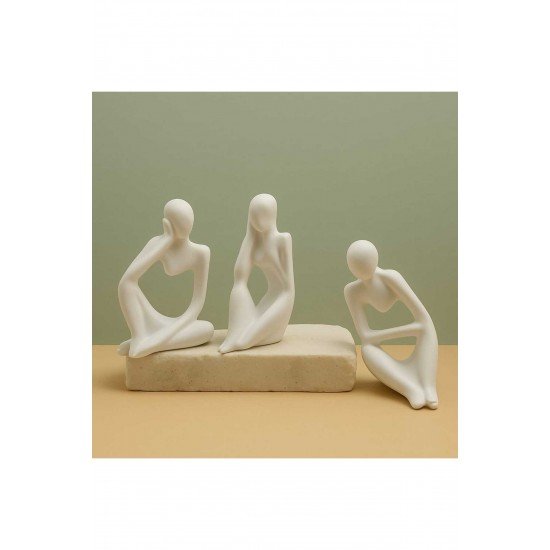 Nordic Tarzı 3'lü Düşünen Soyut Adam Heykel Seti