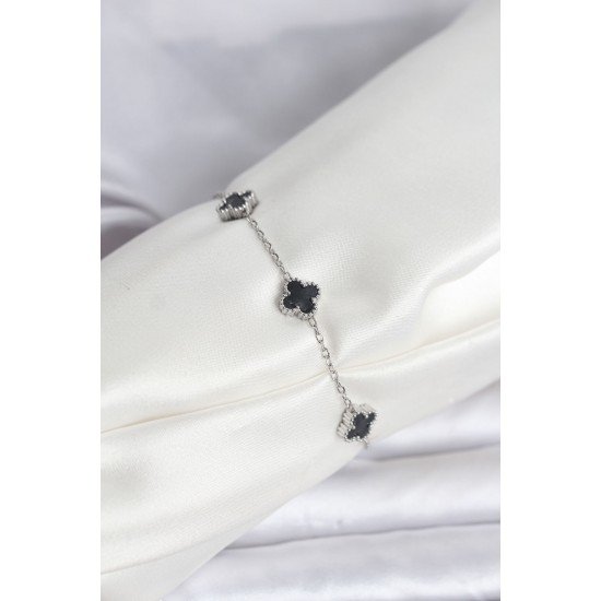 Özel Çelik Renk Siyah Boy Yonca Bileklik Fırsat!!!